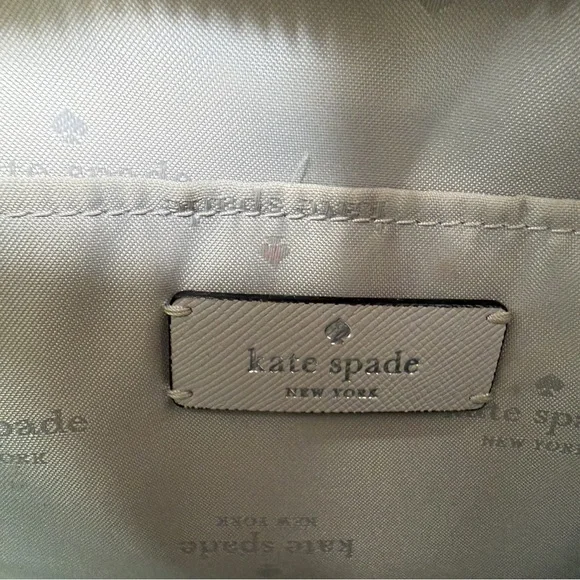 Kate Spade Madison Colorblock Saffiano Medium Satchel Bag Cream/Plat. Gray/Black - Picture 10 of 17